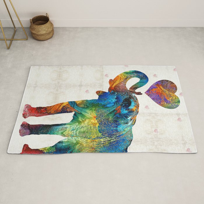 Colorful Elephant Art Elovephant By Sharon Cummings Rug By