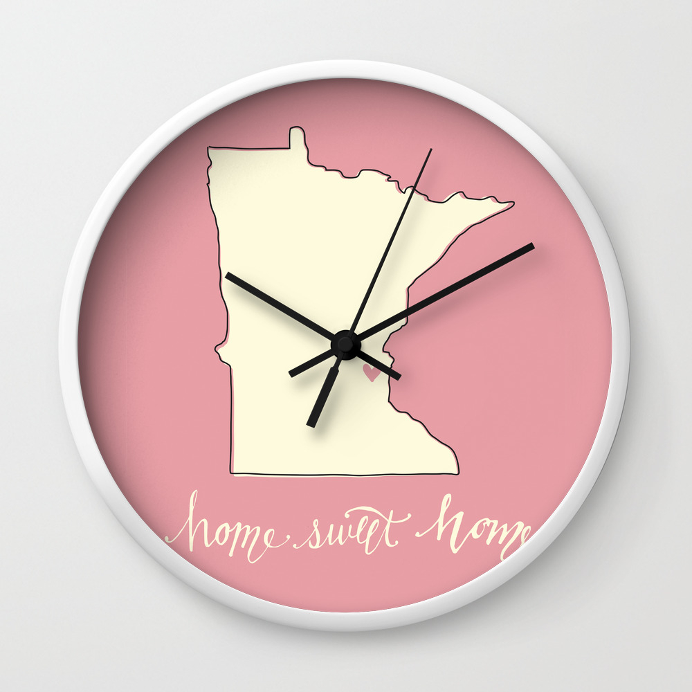 Home Sweet Home Twin Cities Mn Wall Clock By Sarahstark Society6