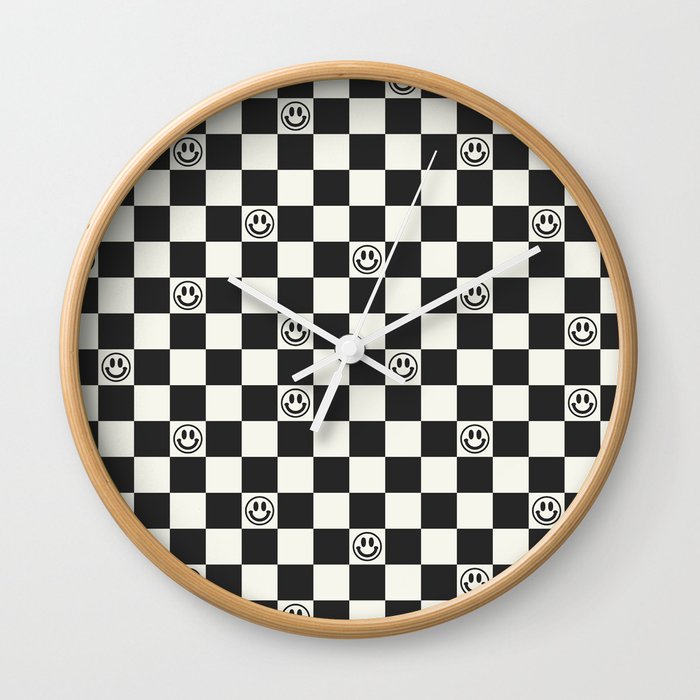 Smiley Face & Checkerboard  Wall Clock