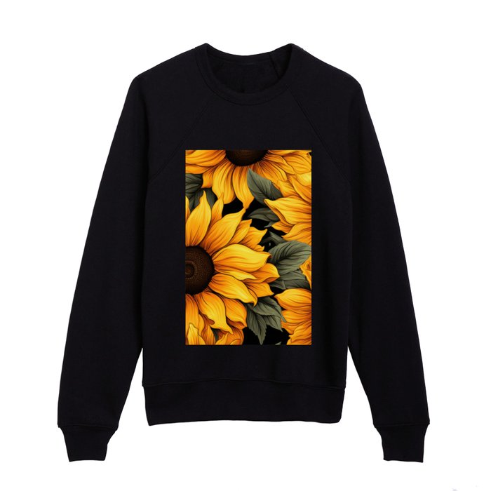 Discover the charm of garden sunflowers pattern Kids Crewneck