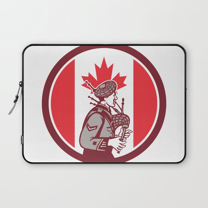Canadian Bagpiper Canada Flag Icon Laptop Sleeve