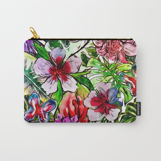 Tropical Flower Hibiscus Garden Carry-All Pouch