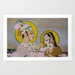 Radha, the Beloved of Krishna royal India portrait by Nihal Chandin in Rajput style  Art Print