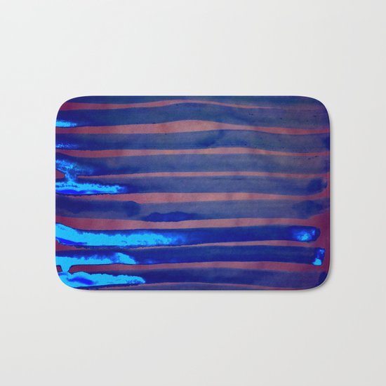 Blue Ice Lines Stripe Bath Mat