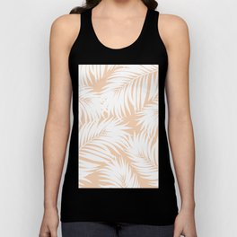 Palm Tree Fronds White on Peach Hawaii Tropical Décor Tank Top