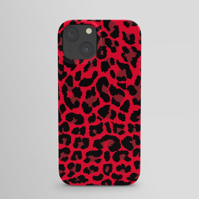 Red abstract leopard print iPhone Case