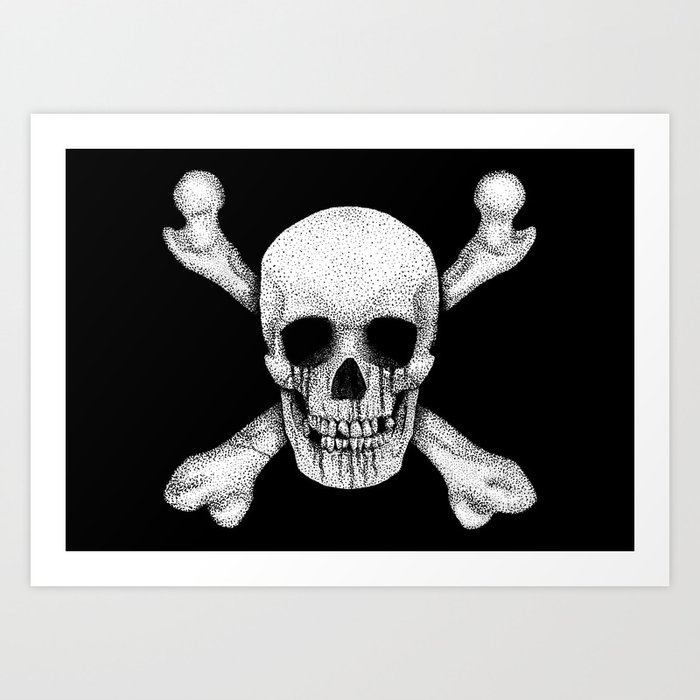 Jolly Roger Pirate Skull Flag Art Print By Snazzygaz