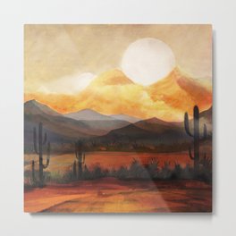 Desert in the Golden Sun Glow Metal Print