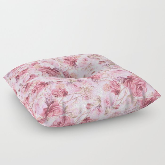 romantic pink roses Floor Pillow