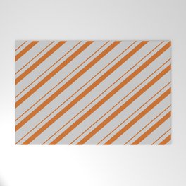 [ Thumbnail: Chocolate & Light Grey Colored Striped Pattern Welcome Mat ]