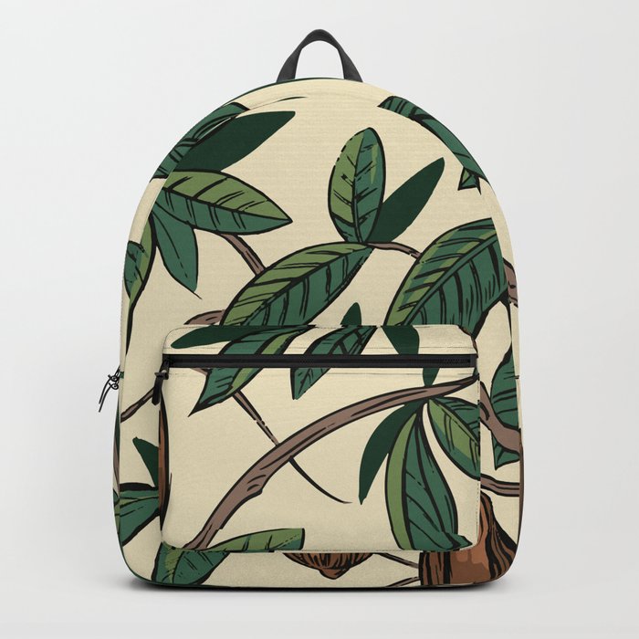 Cocoa plant seamless pattern. Cacao bean. Vintage illustration Backpack