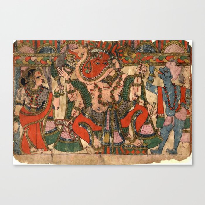 Hindu Krishna Ganesh Tapestry Canvas Print