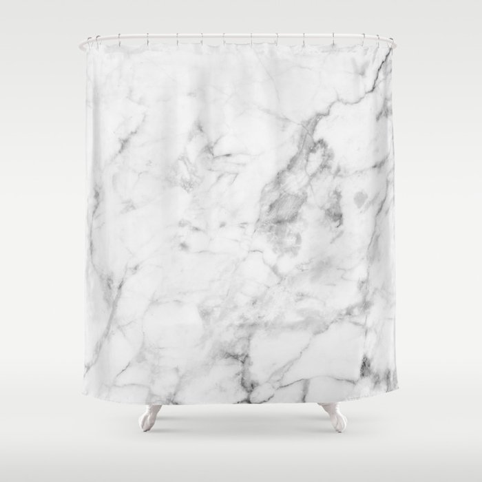 White Marble Shower Curtain