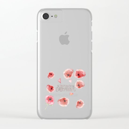 Thank you for everything- Vintage Flowers Roses floral Illustration Clear iPhone Case