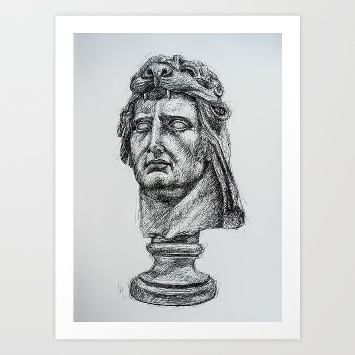 Greek Hero Observational PenDrawing Art Print by mothermedina Society6