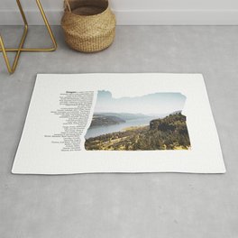 Oregon Minimalist Map and Columbia River Gorge Area & Throw Rug