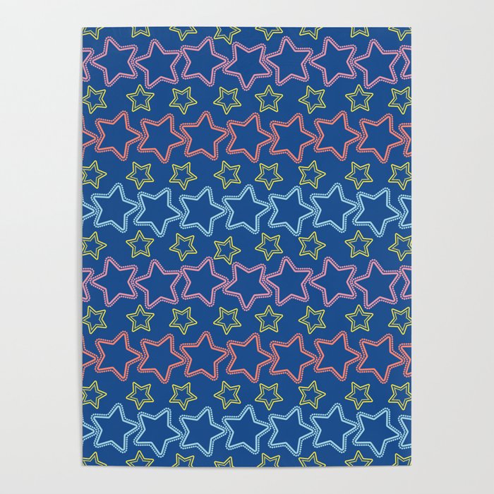 Colorful stars with dots Poster