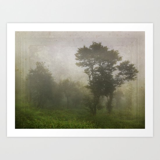 A foggy day in Dharamsala, India Art Print