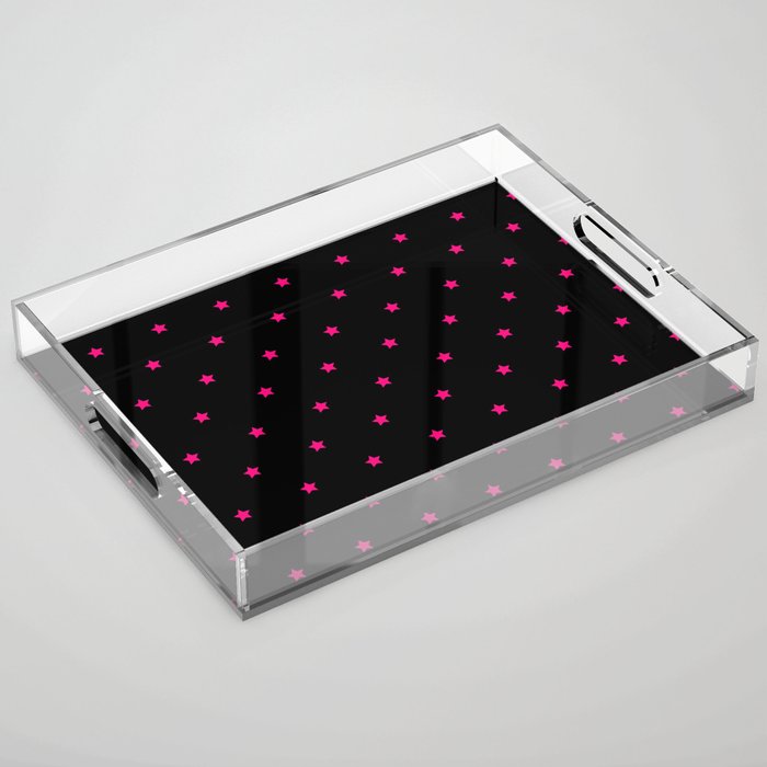Neon Pink And Black Magic Stars Collection Acrylic Tray