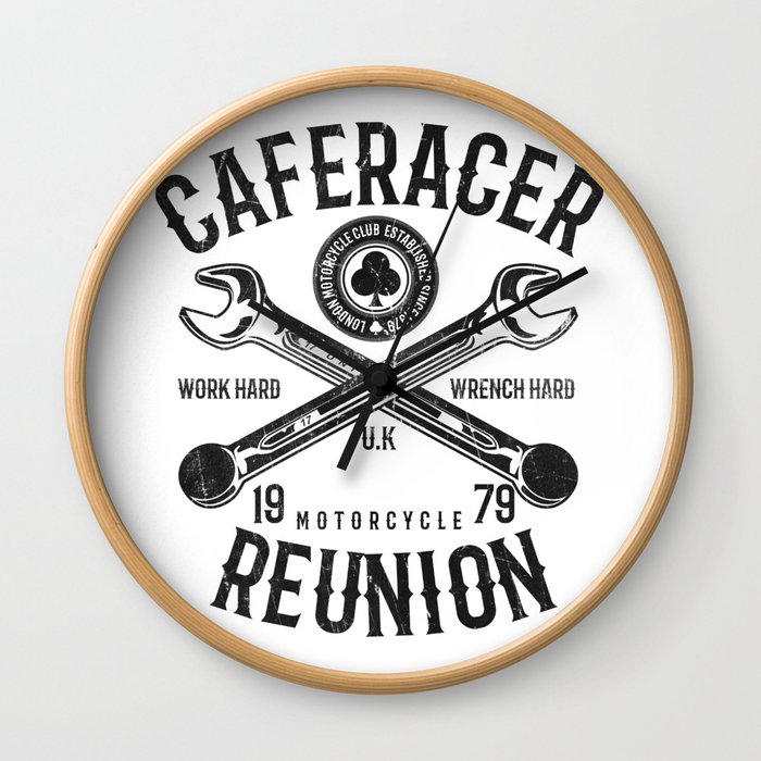 Cafe Racer Reunion Vintage Tools Poster Wall Clock