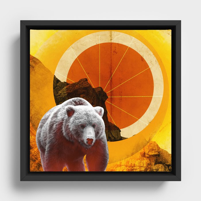Rising Bear Framed Canvas