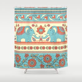 Elephants and flowers, striped seamless pattern in ethnic style  Shower Curtain