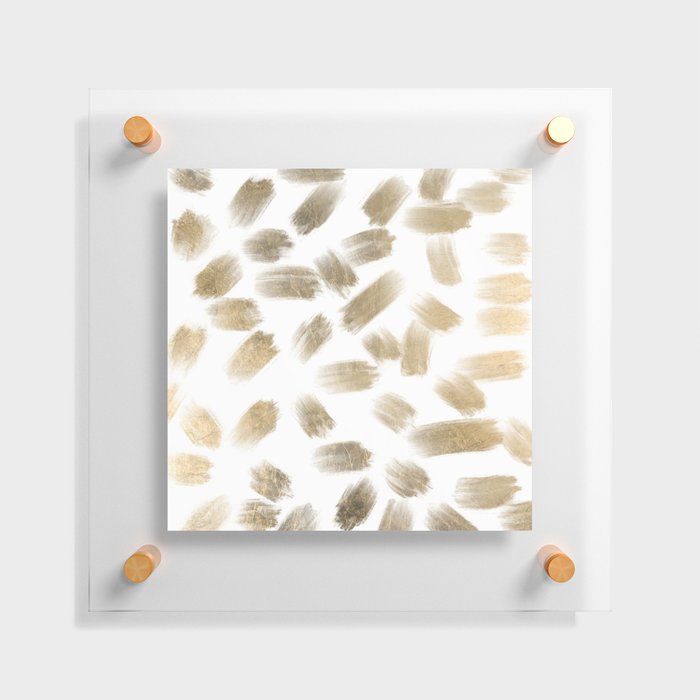 Elegant Abstract Gold White Brushstrokes Floating Acrylic Print