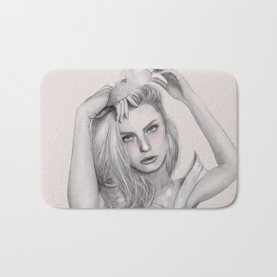 Sleepy Beauty Drawing (Digital Art) Bath Mat