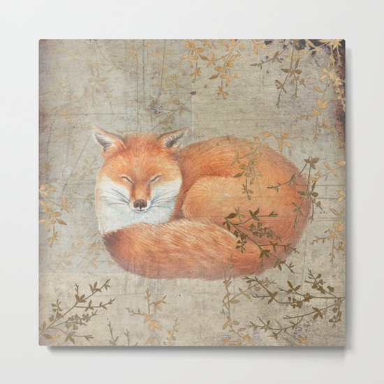 Red fox among thorns Metal Print