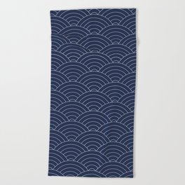 Waves (Navy) Beach Towel