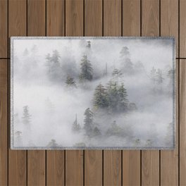 Forest In The Sky - Redwood National Park Foggy Trees Outdoor Rug