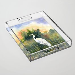 White Heron Acrylic Tray