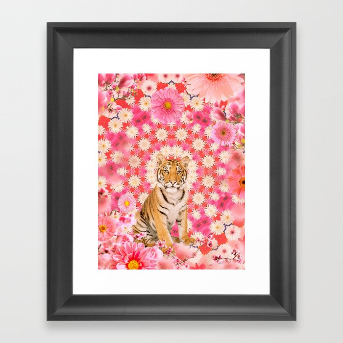 Exotic Floral Tiger Framed Art Print