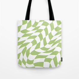 Wavy Matcha Green Checkered Print Tote Bag