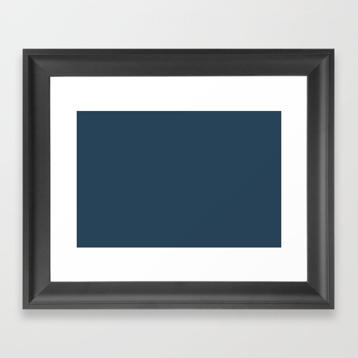 Dark Blue Gray Solid Color Pairs Pantone Majolica 19-4125 TCX Shades of Blue Hues Framed Art Print