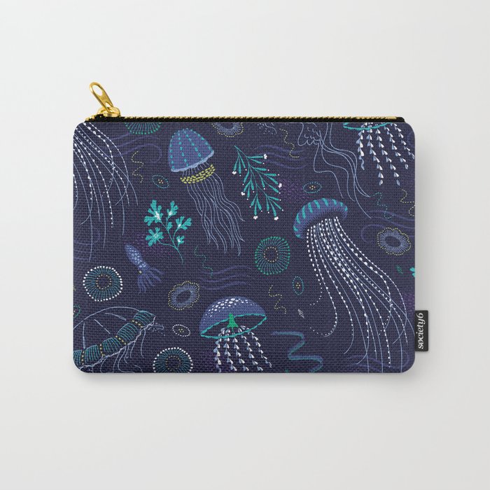Into the Deep Jellies - Navy Carry-All Pouch
