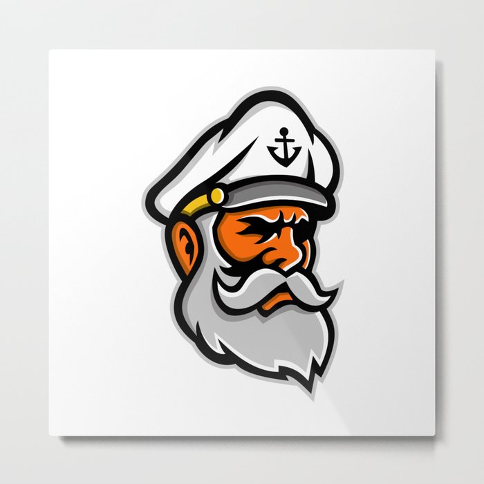 Seadog Sea Captain Head Mascot Metal Print