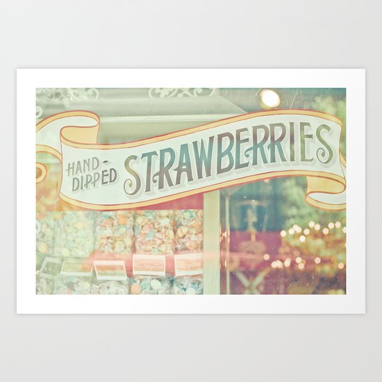 Hand-Dipped Strawberries Art Print