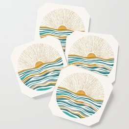 The Sun and The Sea - Gold and Teal Coaster