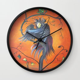 Gamaun The Prophetic Bird With Ruffled Feathers Wall Clock | Blackbird, Halloween, Creature, Acrylic, Prophet, Crow, Slavicmythology, Rook, Painting, Mortality 