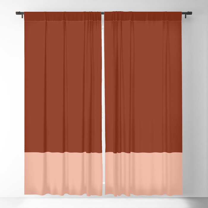 Rich Maroon Rust and Pale Salmon Color Block Blackout Curtain