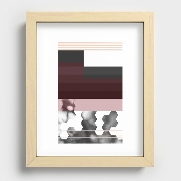 Striped Burgundy Deco Accent Recessed Framed Print