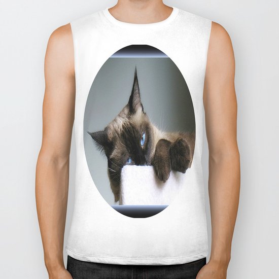 Blue Eyed Cat Biker Tank