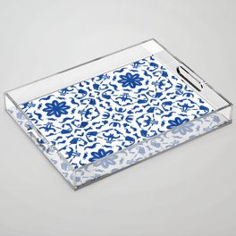 Daisy Dog Retro Southwest Bandana Pattern in Navy Blue Acrylic Tray