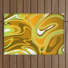 Liquify in Vintage 70s Colors // Brown, Avocado Green, Harvest Gold, Orange, White Outdoor Rug