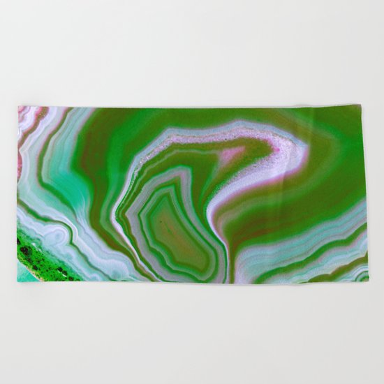 green colored agate Beach Towel