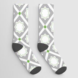 Seamless Pattern Oriental Style - green, white, green Socks