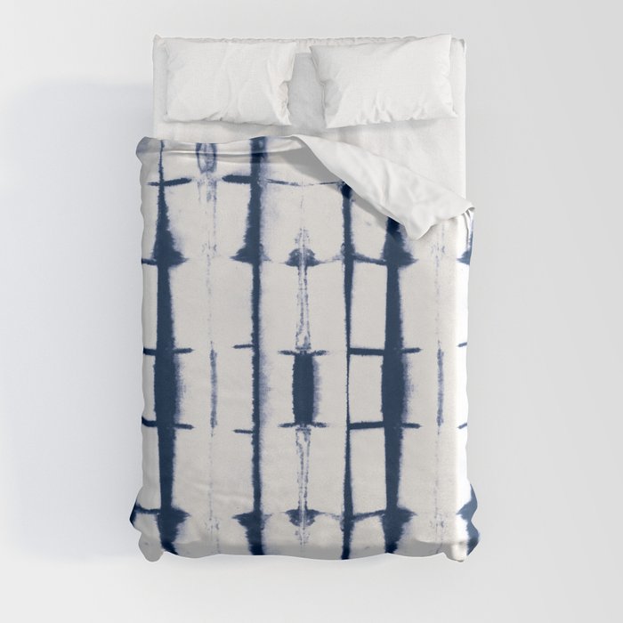 Shibori Stripes 4 Indigo Blue Duvet Cover