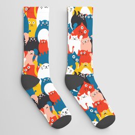 Silly Cats Crowd Pattern Socks