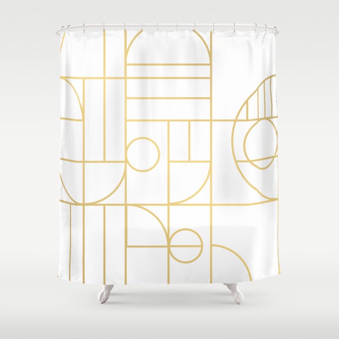 Minimalist Mid Century Modern Gold Pattern Shower Curtain